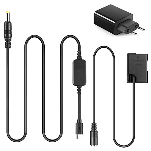EP 5A Adaptador USB C Cable de alimentación Kit de acoplador CC Reemplazo EN EL14 / EN EL14A Batería Eh 5 Adaptador PD para Nikon D3100 D3200 D3300 D3400 D3500 D5100 D5200 D5300 D5500 D5600