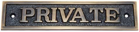 Adonai Hardware Rectangular "PRIVATE" Brass Door Sign - Antique Brass