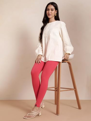 Image of TWIN BIRDS Super Stretchable Cotton Elasthane Fabric Ankle Length Leggings for Women