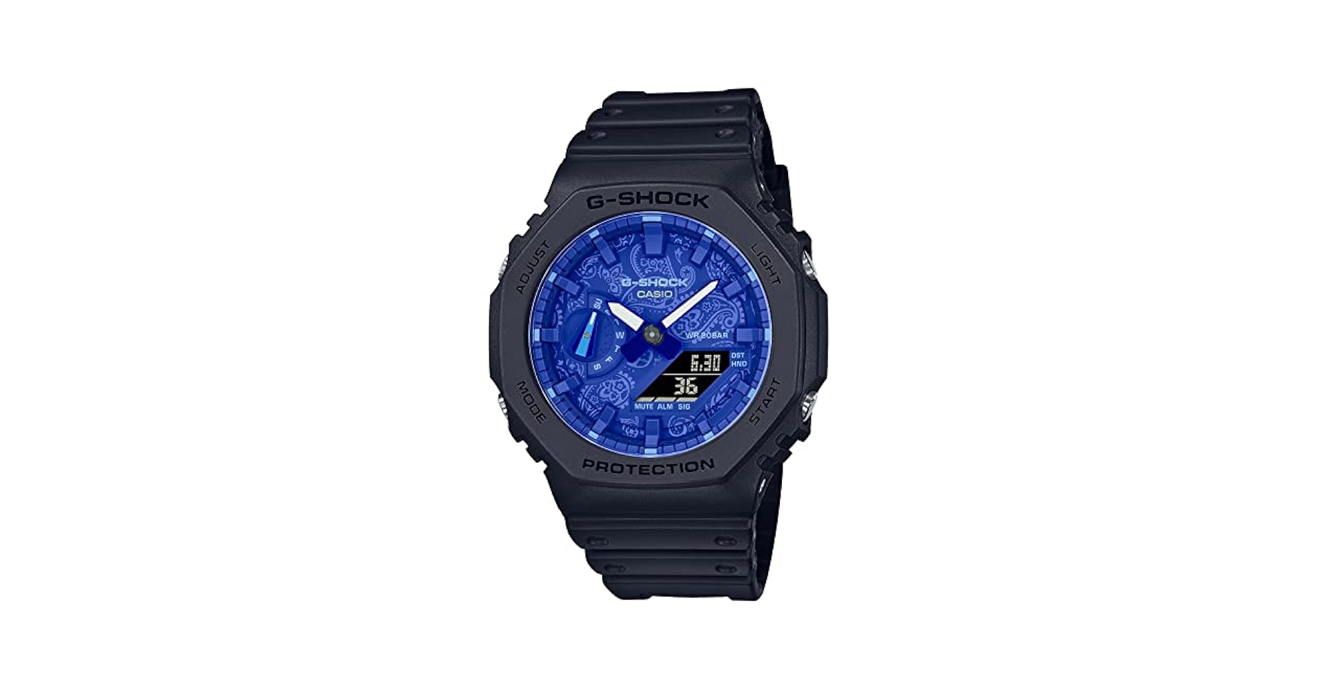 【美品】G-SHOCK ジーショック デジタル スポーツ ブルー ペイズリー Gショックからペイズリー柄をあしらった最新モデルが登場