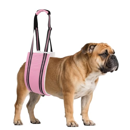 AIITLE Adjustable Dog Slings for Small Dogs - Hind Leg & Hip Support Harness, Plush Rehab Lift Aid with Reflective Straps, Assist Elderly/Injured/Post-Surgery Dogs with Mobility Issues (Pink, S)