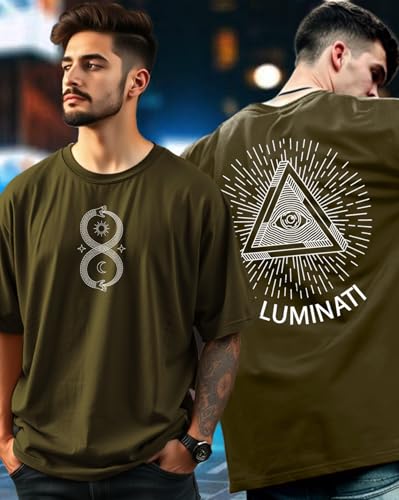 Image of GESPO Men T-Shirt Oversized Drop Shoulder Front and Back Printed Tshirt for Man || Tshirt for Man || Round Neck Casual Loose fit T Shirts for Mens