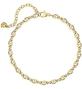 WEARON Gold Ankle Bracelets for Women 18K Gold Plated Anklet Flat Mariner Box Cable Bead Snake Fi...