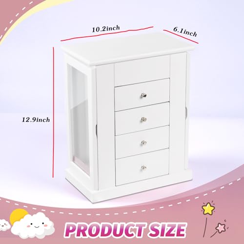 Emfogo Jewelry Box for Girls, Musical Jewelry Box with Spinning Dancer Gifts for Little Girls Christmas New Year Birthday Children's Day, 5 Layer Large Wooden Kids Music Jewelry Organizer Box(White) by Emfogo - Used condition - Image 8