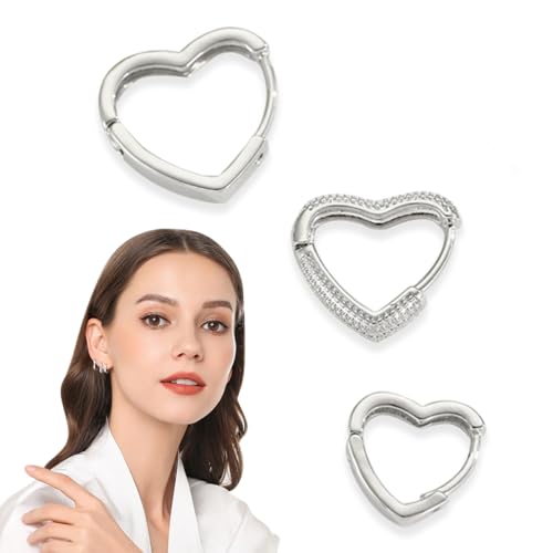 JYNVO 6 Piezas Pendientes Aro Plata Set（2 Sets, 3 Piezas Cada Uno）