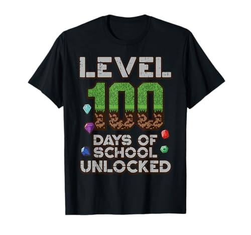 Level 100 Days of School Pixel Gamer Débloqué 100e Jour Enfant T-Shirt