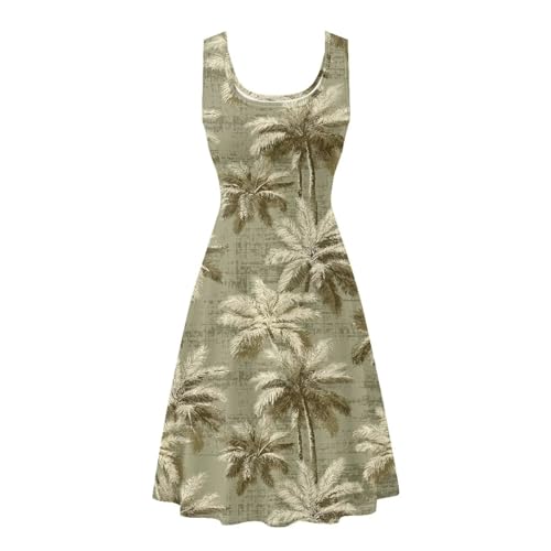 Image of Women Stylish Tank Dresses Sleeveless Round Neck Midi Casual Dress with Pocket for Summer