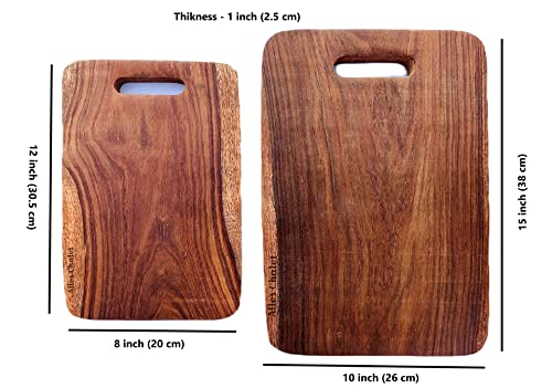 Image of The Artist Cottage Wooden Chopping, Cutting, Slicing Board for Kitchen | Single Piece Rosewood (Sheesham) Reversible Standard, Eco-Friendly & Hygienic - Small, Style-2 (Natural Finish, 12 x 8 inches)