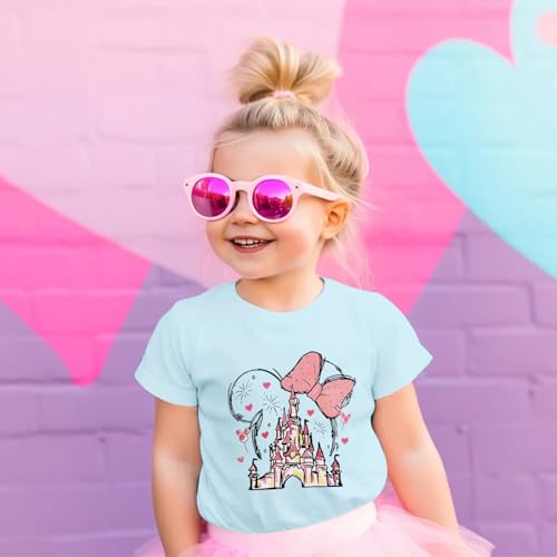 Image of Graphic Shirts for Girls Cute Bow T Shirt Kids Toddler Holiday Tshirt Vacation Trip Summer Tee Cotton Tops