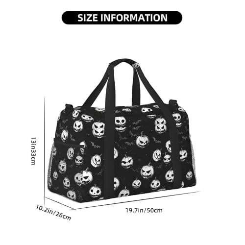 Black Pumpkin Halloween Travel Weekender Overnight Bags Foldable Hand Travel Bag Sport Gym Duffel Bag For Men Women2