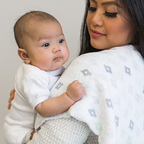 Image of SwaddleDesigns Cotton Muslin Swaddle Blankets for Baby Boy & Baby Girl, Neutral Receiving Blankets for Newborn, Baby Registry & Gift, 46 x 46 inches, Indigo Denim Watercolor, Set of 3