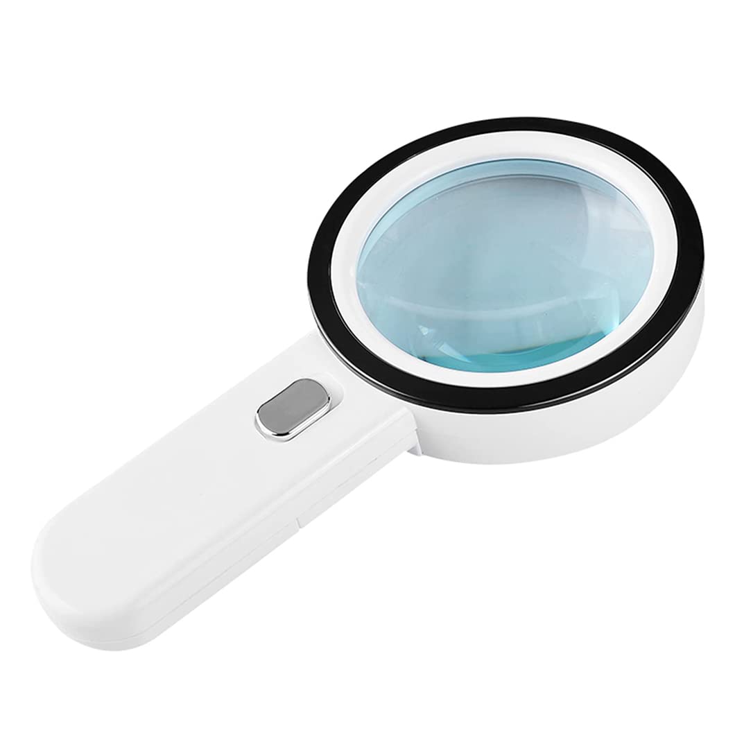 CanEve Lupa de Mano 30X con 12 Luces LED, Lupa iluminada, Lupa de Lectura for degeneración Macular, Lectura de Personas Mayores, Soldadura, inspección, C Blanco Lupa