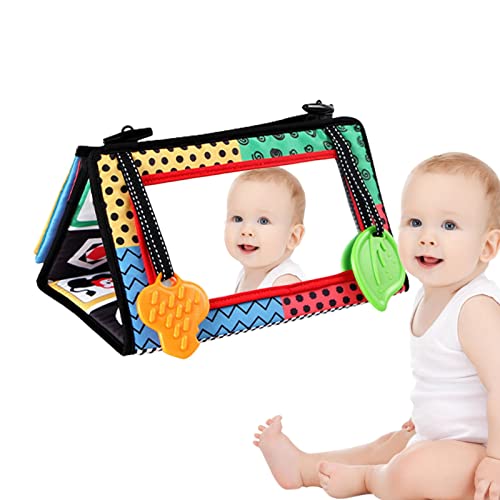 Livro de pano de espelho,Livros em preto e branco para bebês - Brinquedos para espelhos de piso Tumm