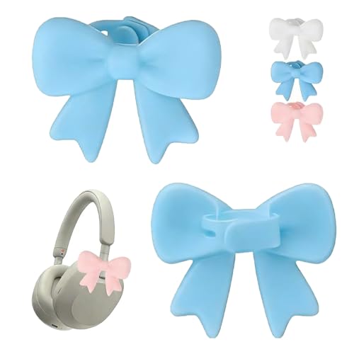 Silicone Bow Headphone Accessory, 2 Pack 3D Bow Decor Headphone