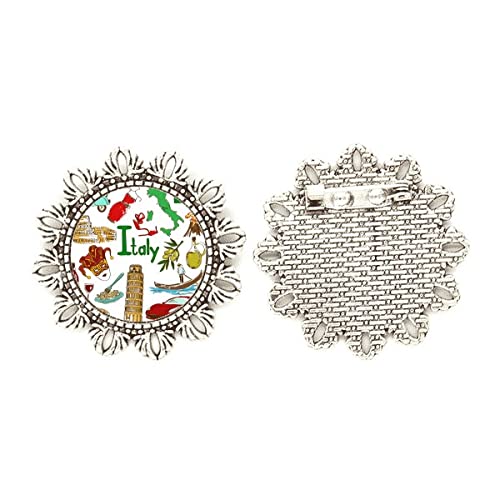 Broche de plata bandera de Italia insignia floral para coleccionistas de moda italiana unisex
