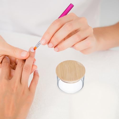 2 vasos de vidrio para manicure con tapa miniatura 6