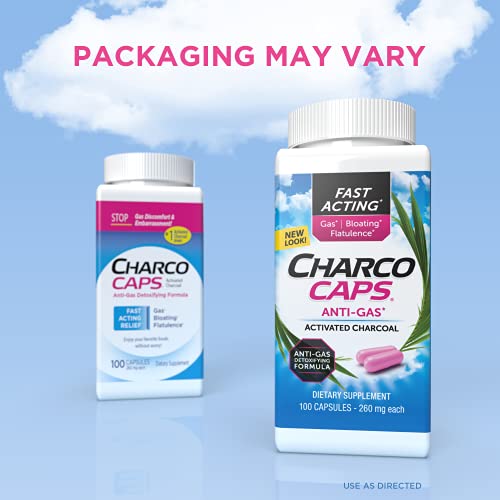 Charcocaps Fast Acting Gas Relief for Bloating & Flatulence, Drug Free Detoxifying Activated Charcoal Formula, 100 Capsules, 30 Day Supply, Pink - Image 3