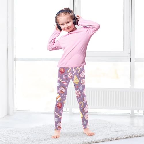 Cute Candy Purple Girls Leggings Soft Stretch Workout Yoga Dance Pants for Kids Casual Tights4