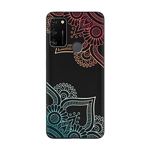 HopMore Funda para Huawei Honor 9A Negro Silicona Blando Antigolpes Dibujos Bonita Carcasas Honor 9A Case Resistente a los arañazos Gracioso TPU Gel Cover Linda Fina - Mandala