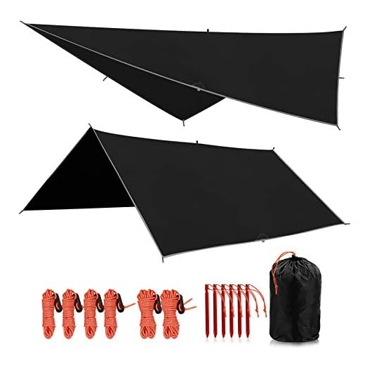 REDCAMP Hammock Rain Fly Waterproof and Lightweight, 10ft Tent Tarp for Camping Backpacking Hiking, Black