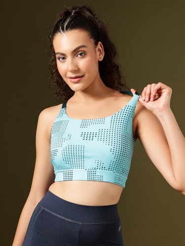 Image of Clovia Women's Polyester Impact Padded Printed Sports Bra With Removable Cups