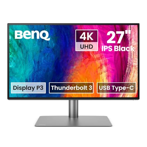 BenQ PD2725U Designer Monitor (AQCOLOR Technology, 27 Zoll, 4K UHD, P3 Wide Color, Thunderbolt 3, DisplayHDR 400, KVM, Kompatibel mit MacBook Pro M1/M2)
