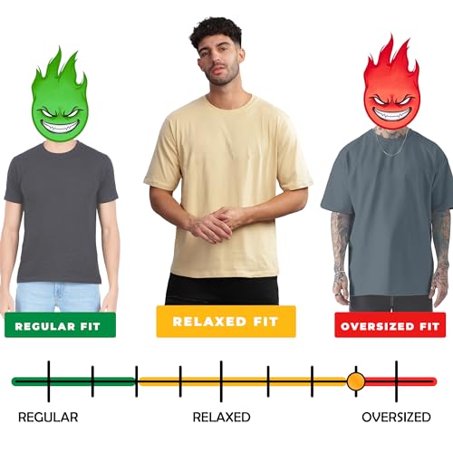 Image of KYDA Men's 100% Pure Cotton Relaxed Fit Drop Shoulder Premium Front & Back Printed Oversized T-Shirt