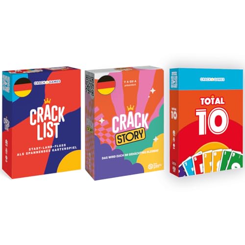 CRACK LIST Lot 3 Familienspiele Crack Story + TOTAL 10 | Sommerangebot | 2-8 Spieler | ab 8 Jahren