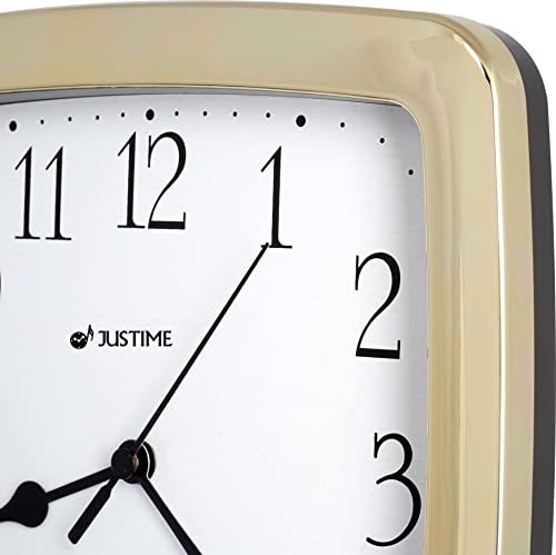 Justime 8.5-Inch Quality Square Water Resistant Quartz Wall Clock Special For Small Space, Office, Boats, Rv (W40504 Gold Plate) #TOP3