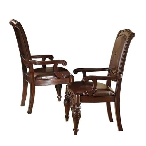 Steve-Silver-Company-Antoinette-Leather-Dining-Arm-Chair-in-Cherry-Set-of-2 Steve Silver Company Antoinette Leather Dining Arm Chair in Cherry Set of 2