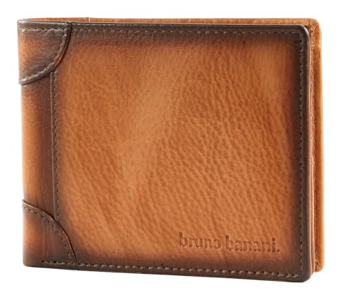 Porte-Monnaie Bruno Banani Cuir Cognac Brun, portefeuille compact en cuir de vachette homme