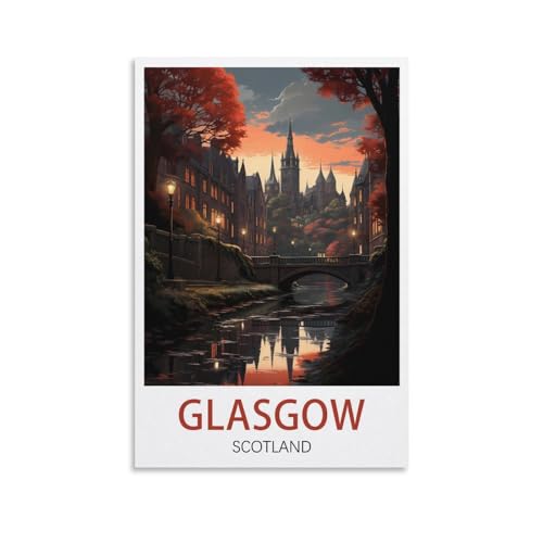 Poster vintage Glasgow en toile pour créer une déco murale de chambre cocooning
