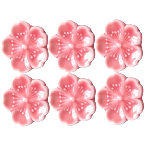 MUELODSIC 6個 桜柄セラミック箸置き 食卓用箸休憩スタンド ホーム用デスクトップフォークレスト キッチン装飾にで清潔保持簡単