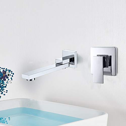 Mitigeur cascade mural chrome noir pour vasque haut de gamme