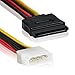 Produktbild 4-Pin IDE zu 15-Pin SATA Adapter | Kupfer-Leitung | 15 cm | Strom-Adapter Molex zu Serial ATA | Stromverlängerung Power Kupplung Kabel -MOVOJA