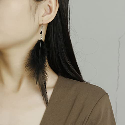 Ruoffeta Long Feather Earrings For Women, Boho Bohemian Earrings Multicolor Tassel Handmade Feather Earrings For Women Dangling(Style M) #TOP1