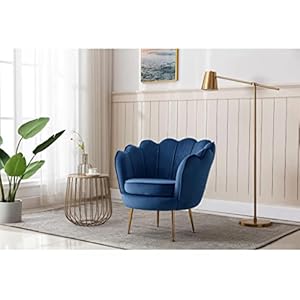 Fauteuil van fluweel DANDELION – Donkerblauw