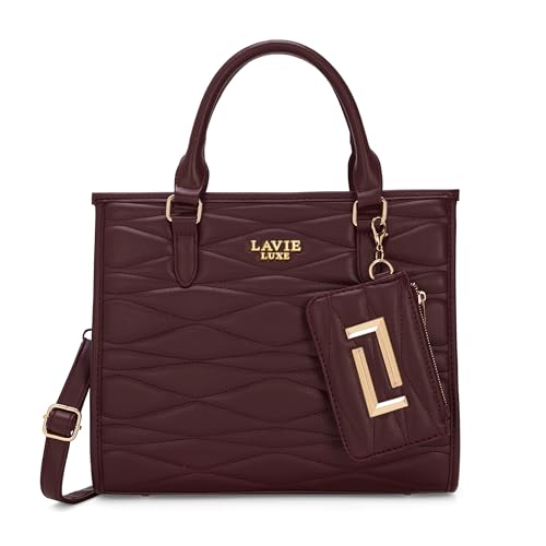 Image of Lavie Luxe Women's Lucie Quilted Large Box Tote Handbag | Tote Bag for Work | Ladies Purse | Stylish Shoulder Bag | Gift for Women