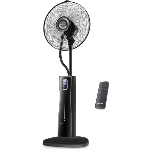 Grunkel Ventilador de agua con nebulizador depósito de agua con Mando a distancia. (Negro PRO)
