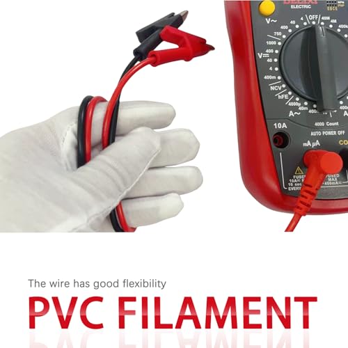 Image of 2PCS Test Leads, Alligator Clips, Red and Black, Multimeter Probes, Banana Plug to Alligator Clip Multimeter Test Leads