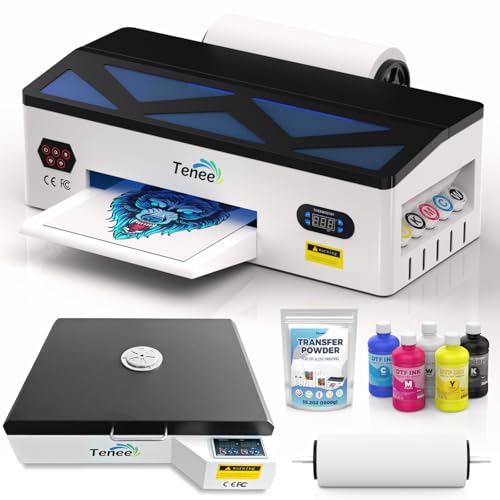 L1800 A3 DTF Printer with Roll Feeder - High Transfer Rate Transfer Printer for Faster DTF Printing on Dark and Light Fabrics. Includes Software, Oven, Powder, 5 x 250ml Ink and 1 x Roll of Film