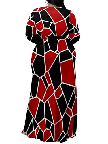 Image of PinkPatty Women's Plus Size Long Sleeve Maxi Dress Casual V Neck Slit Tie Waist Wrap Dresses for Party Cocktail