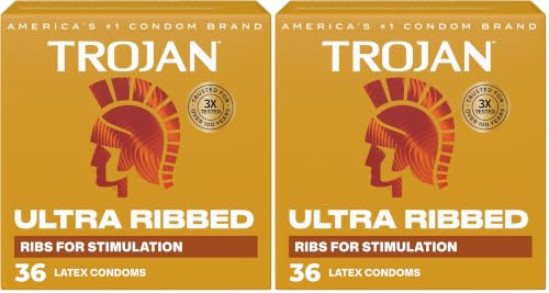 Image of TROJAN Condoms Ultra Ribbed for Ultra Stimulation, 36 Count Pack (Pack of 2)