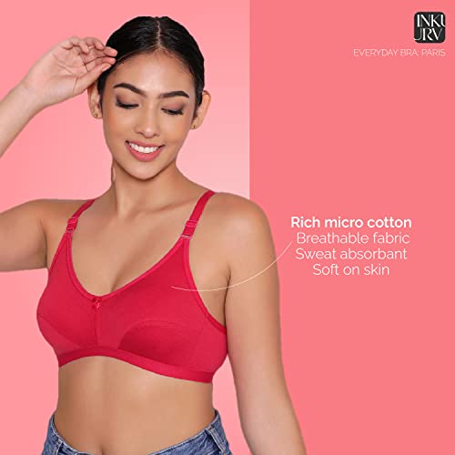 Image of INKURV Everyday Bra for Women's and Girls | Non Padded | Non Wired | Full Coverage Bra in Rich Cotton Fabric - Paris | Combo of 2 |