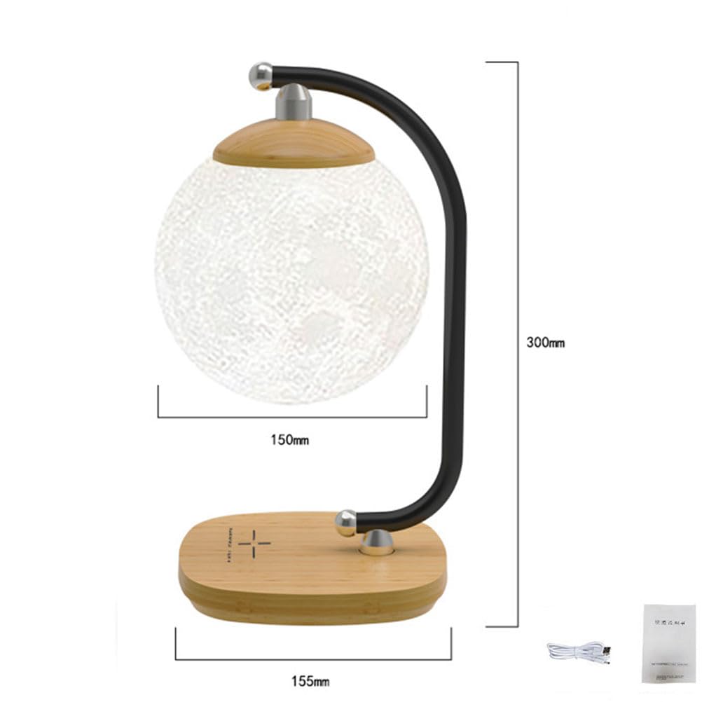 AoLa Lampa stołowa LED 3D Moon z funkcją ładowania Lampa nocna dotykowa do wnętrz 4 kolory Nowoczesna kula z bezprzewodową ładowarką i ładowaniem USB Lampa stołowa Dekoracja stołu Lampka nocna