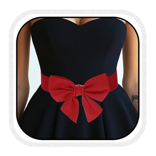 COSYDAYS Red Bow Belt Wide Elastic Belts for Women