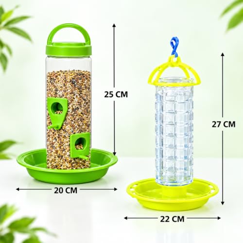 Image of FORREVER Bird Feeder - Hanging Bird Feeder for Balcony, Garden & Outdoor Use (Water & Food Feeder Combo)