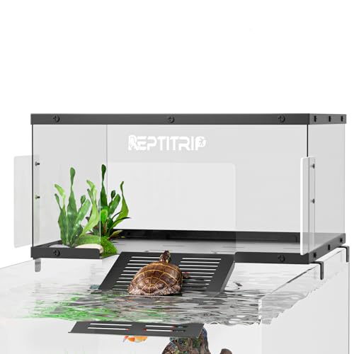 Turtle Basking Platform & Dock - Stainless Steel Turtle Ramp, Non-Slip Surface - Fits 18-20 Inchs Wide Aquariums