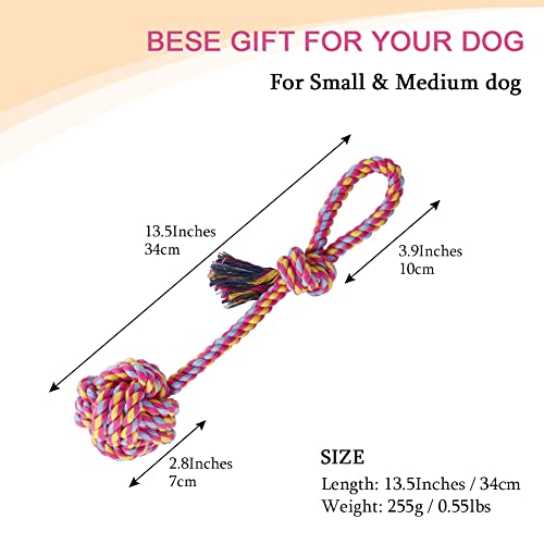 Vivifying Hundespielzeug Seil mit Ball, 2 Stück Interaktive Geflochtene Baumwolle Hundeseil Knoten für Hunde Zähne Reinigung