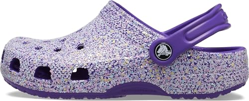Image of Crocs Kids Classic Glitter Clogs, Neon Purple /Multi, 7 US Unisex Toddler, Neon Purple /Multi, 7 Toddler
